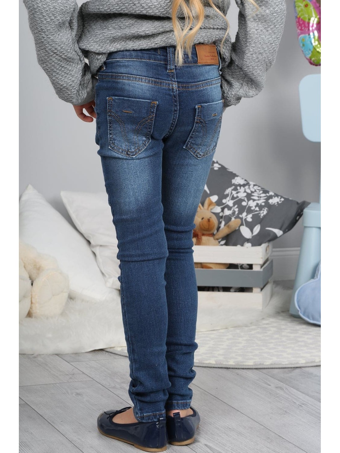 Pantaloni fete din denim cu abraziuni NDZ205 - Magazin online - Boutique